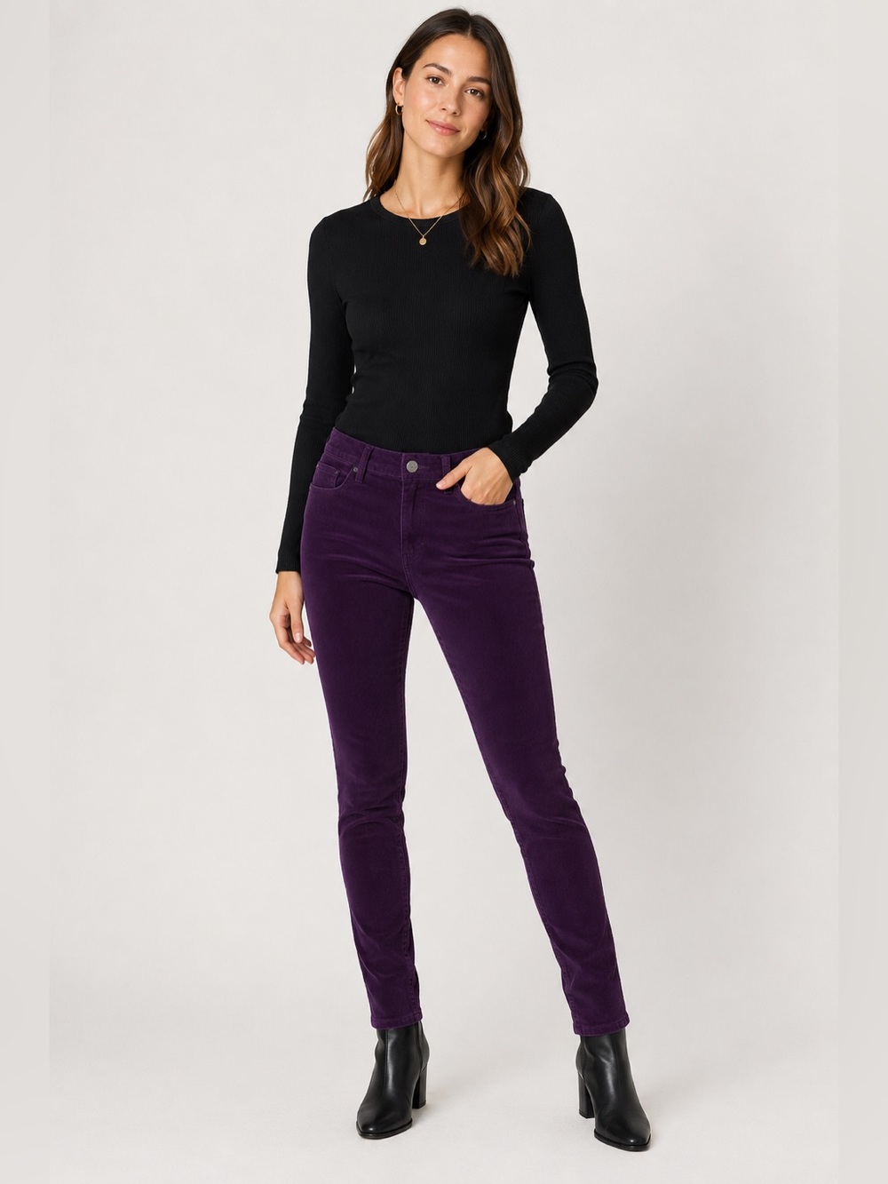 Ann Taylor Purple Corduroy Skinny Pants